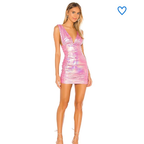 superdown Dresses & Skirts - Superdown Kerrie Deep v Dress REVOLVE Pink Metallic Dress